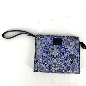 Liberty London Floral Wristlet Pouch Blue White Designer Cosmetic Travel